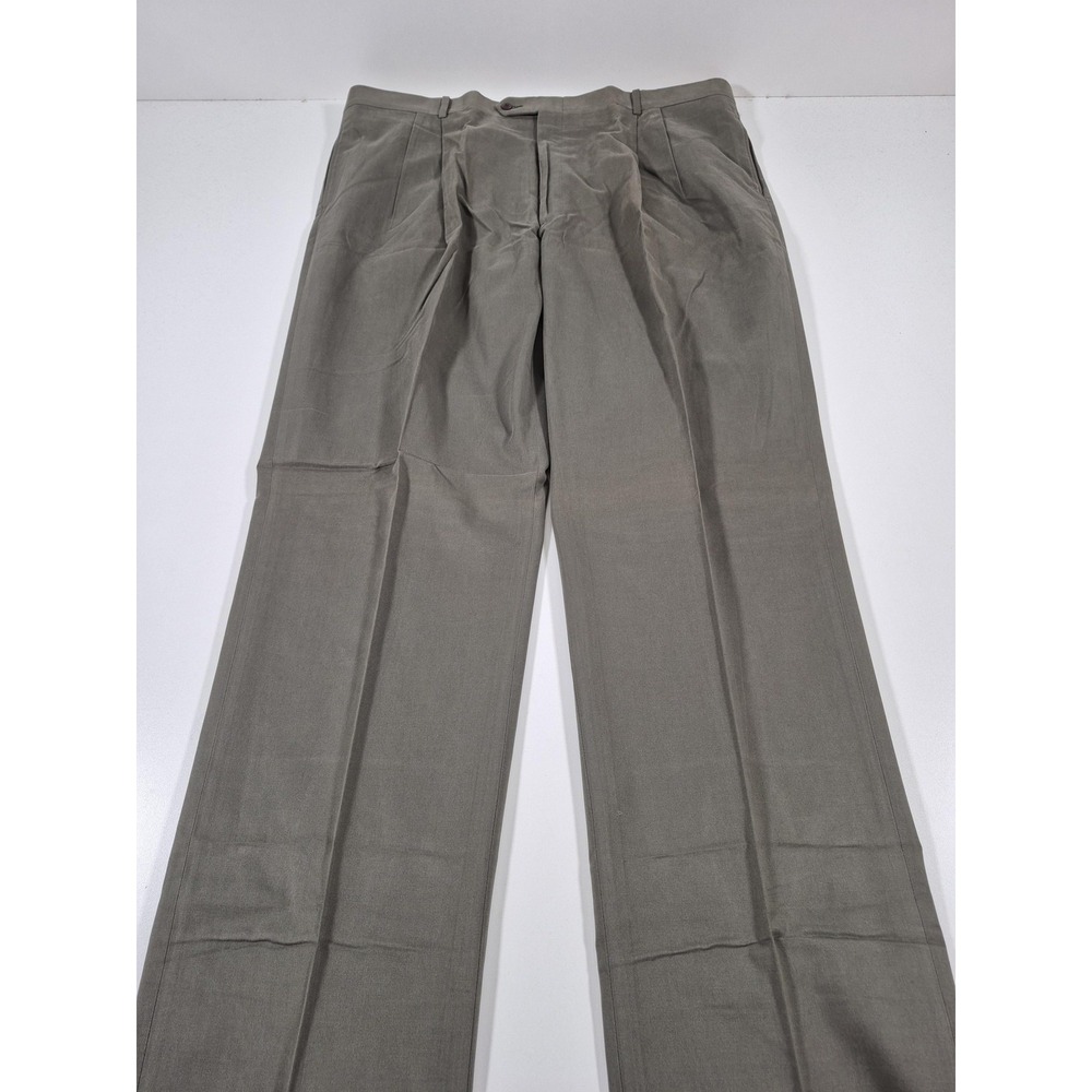 VTG Asher Sport Dress Pants Mens 44x36 Gray Cotton Gabardine Pleated Classic NWT